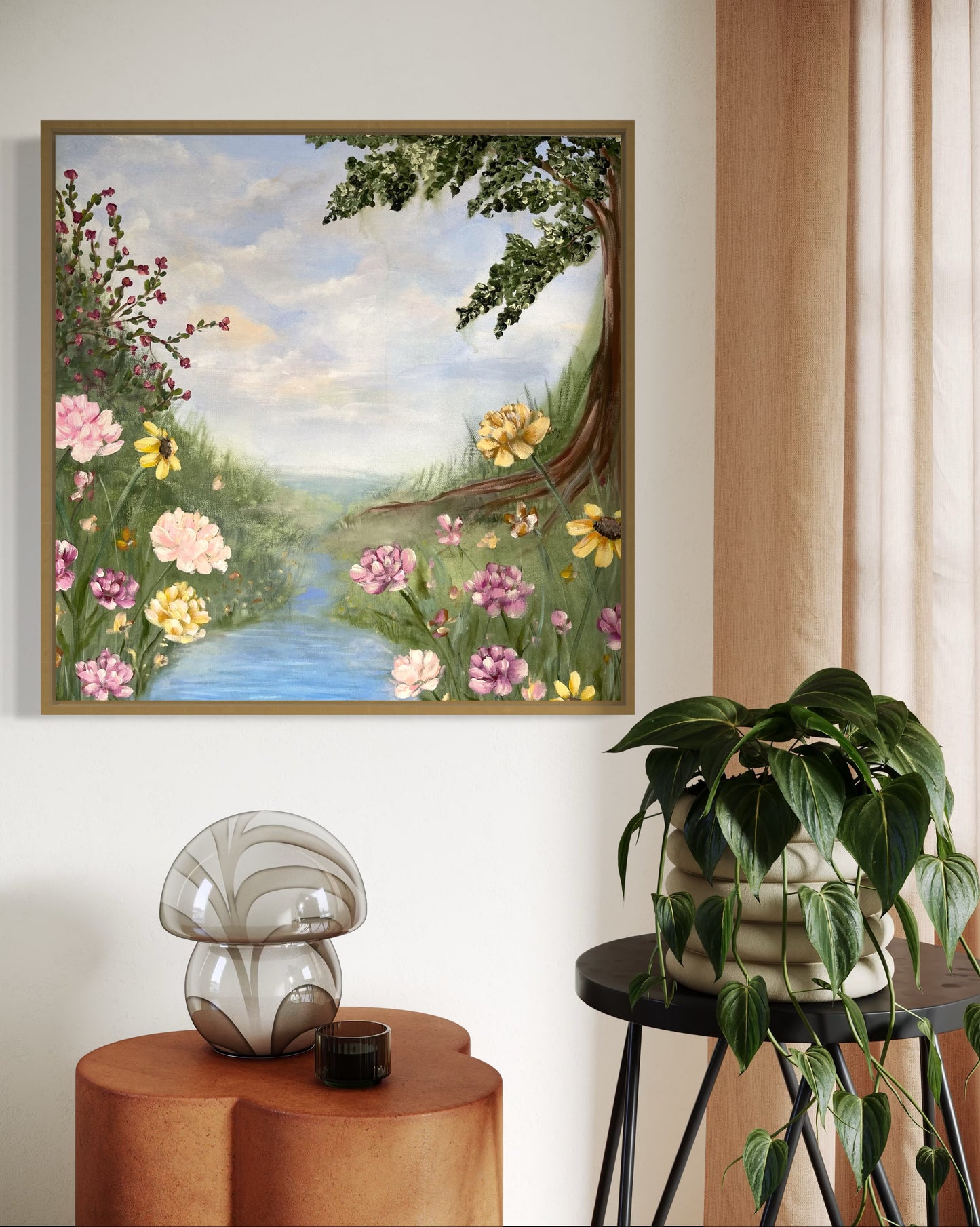 “Still Waters” Framed 24x24 Original Mixed Media on Canvas