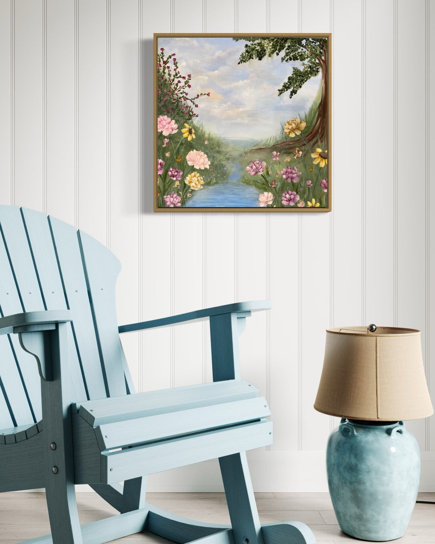 “Still Waters” Framed 24x24 Original Mixed Media on Canvas