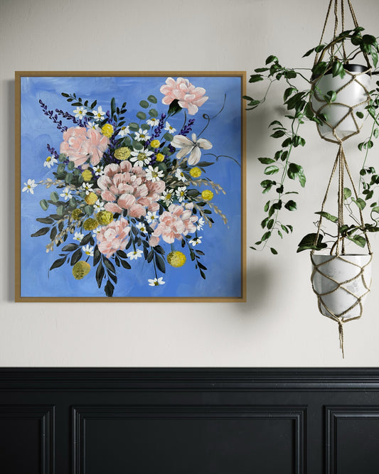 SOLD “Bright Blessings” Framed 24x24 Original Acrylic on Canvas