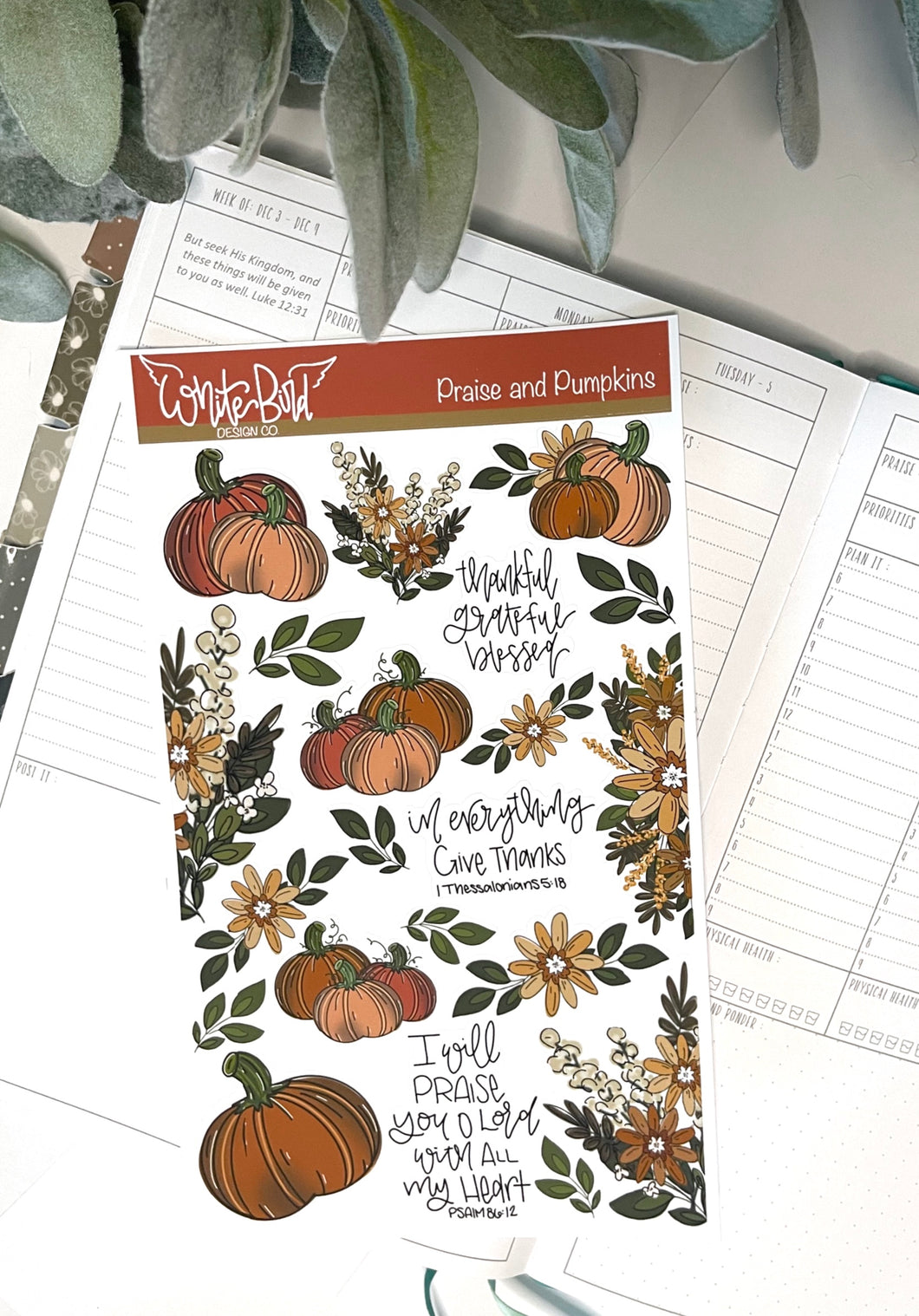Pumpkins and Praise Faith Sticker Sheets| Christian Planner Stickers| Fall Stickers|Journal Stickers| Bible Stickers| Monthly StickerSets