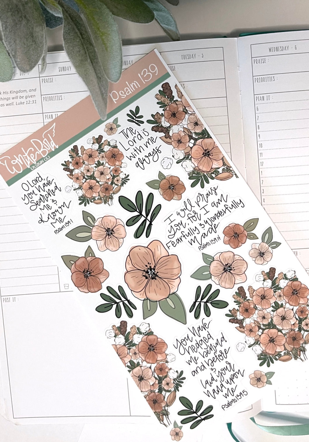 Psalm 139 Faith Sticker Sheets| Christian Planner Stickers| Neutral Floral Stickers|Journal Stickers| Bible Stickers| Monthly StickerSets