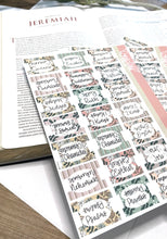 Load image into Gallery viewer, Cute Boho Bible tabs |Laminated Vinyl Sticker Tabs| Old Testament| New Testament
