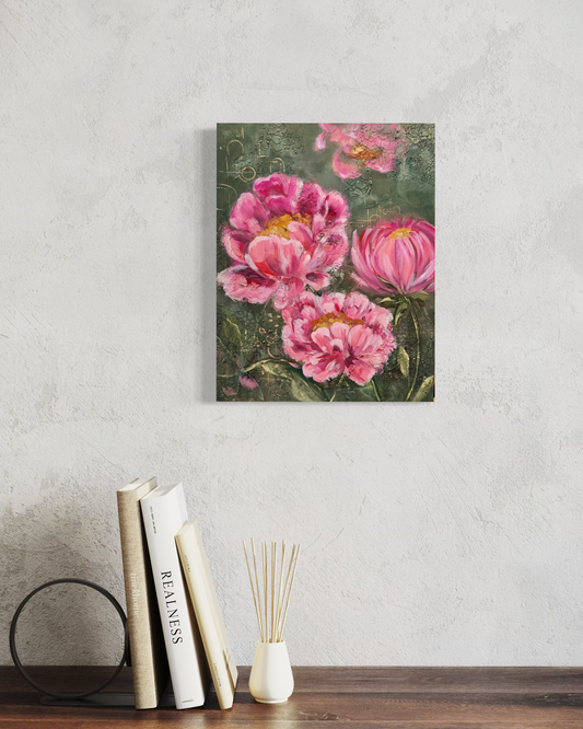 Peonies in Reverie– 16X20 inch Original Mixed Media on Canvas