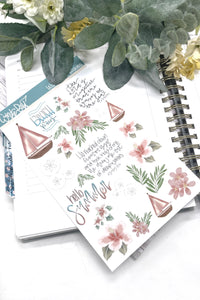 Water and Waves Faith Sticker Sheets| Christian Planner Stickers| Bible Verse Stickers| Floral Stickers|Bible Stickers| Journal StickerSets