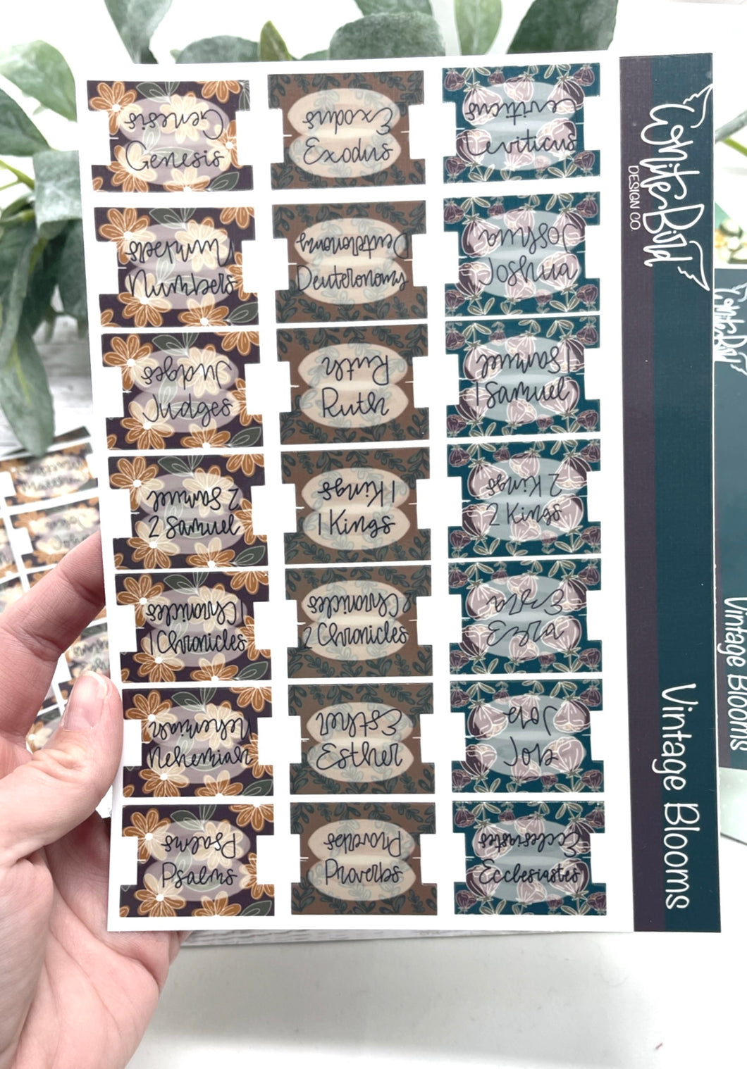 Vintage Bloom Bible tabs |Laminated Vinyl Sticker Tabs| Old Testament| New Testament