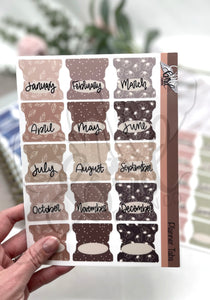 Planner Tabs| Monthly Tabs| Sticker Tabs| Browns and Tans
