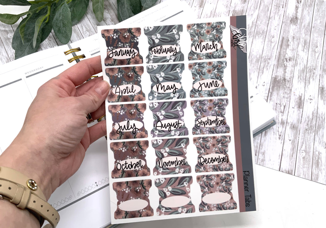 Planner Tabs| Monthly Tabs| Sticker Tabs| Floral