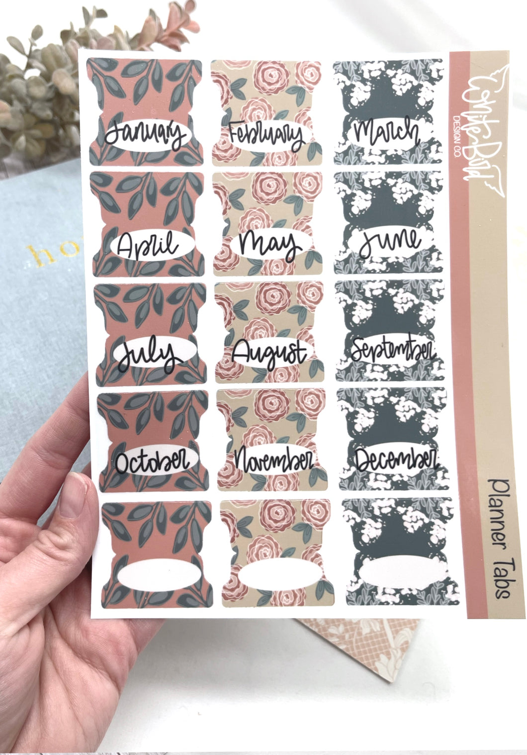 Planner Tabs| Monthly Tabs| Sticker Tabs| Terracotta Rose