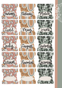 Planner Tabs| Monthly Tabs| Sticker Tabs| Boho Vibes