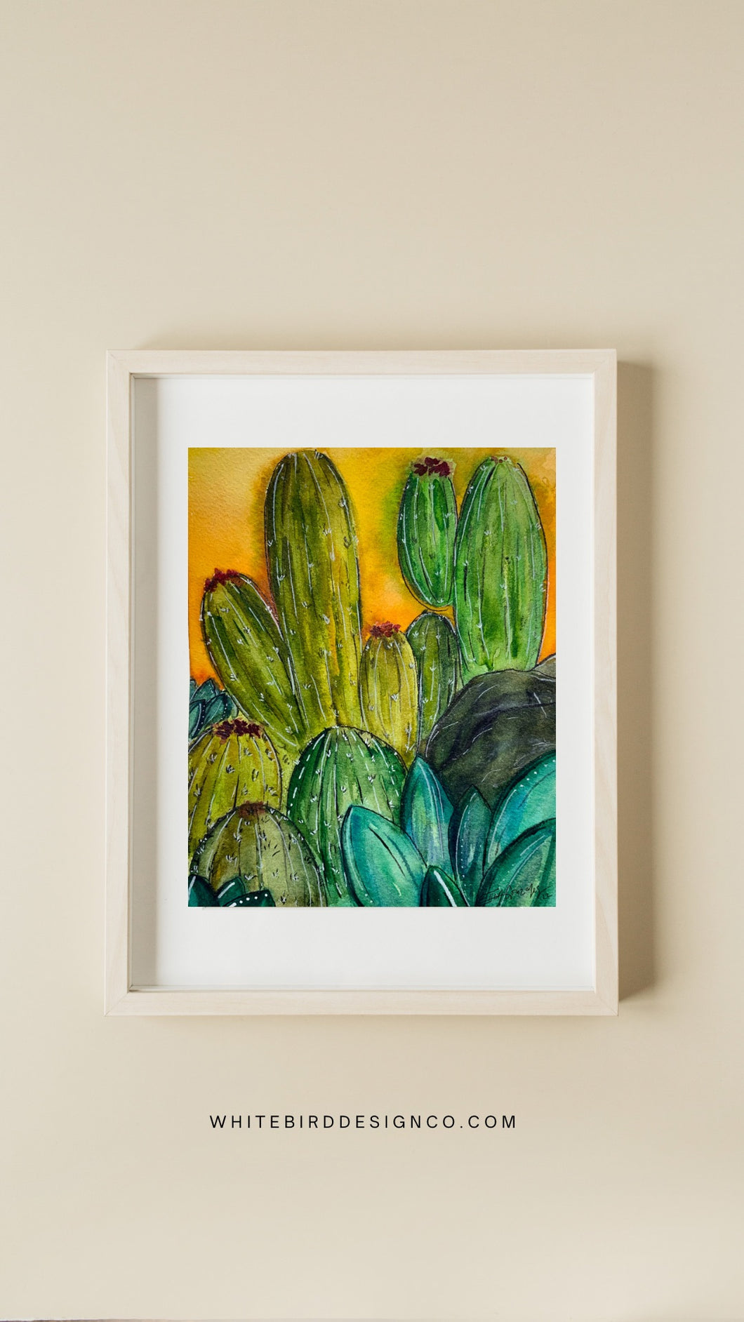 Watercolor Art Print Bright Cactus Bible Art| Faith Art| Christian Art |8x10 Print|Home Decor