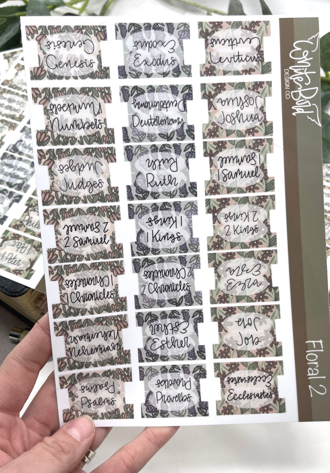 Floral 2 Bible tabs |Laminated Vinyl Sticker Tabs| Old Testament| New Testament