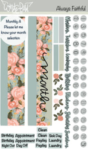 Always Faithful Faith Sticker Sheets| Christian Planner Stickers| Journal Stickers| Bible Stickers| Monthly StickerSets